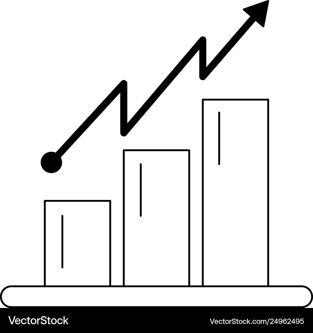 Data bars graph isolated in black and white Data bars graph isolated in black and white vector image
