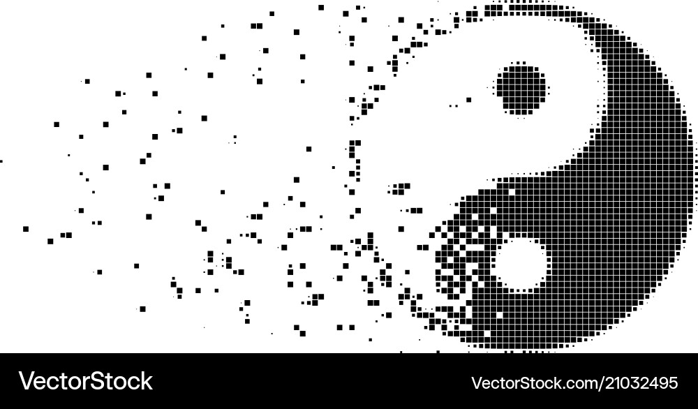 Disintegrating Yin Yang Icon vector image