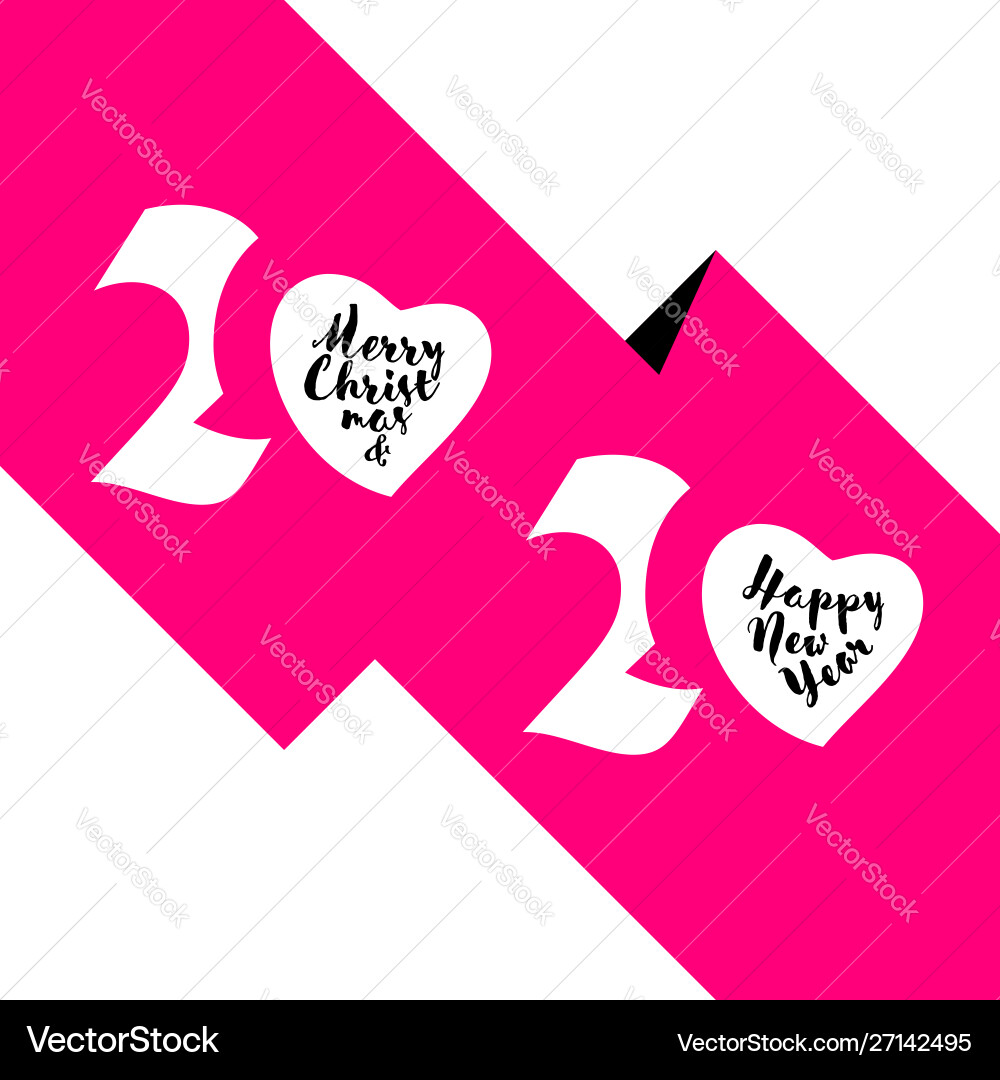 Elegant white numbers 2020 in shape heart Vector Image