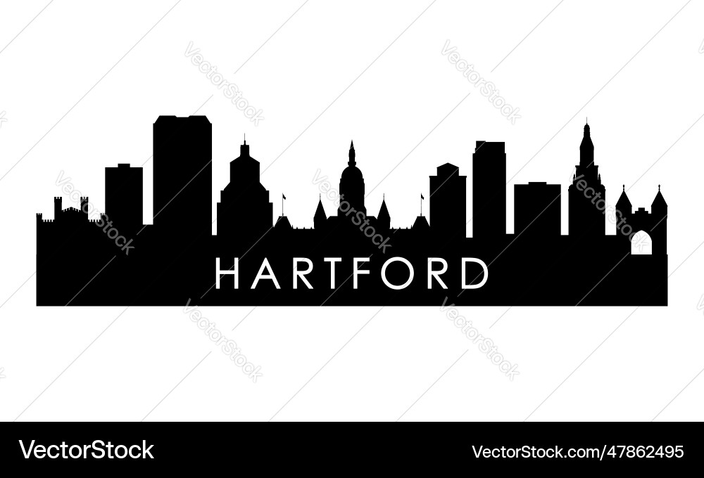 Hartford City Skyline Silhouette Vector Image