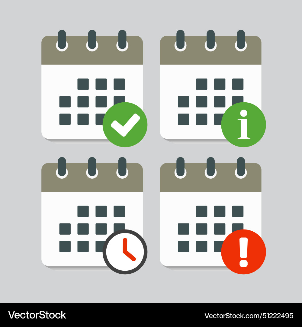 Icon calendar - message check info error clock Icon calendar - message check info error clock vector image