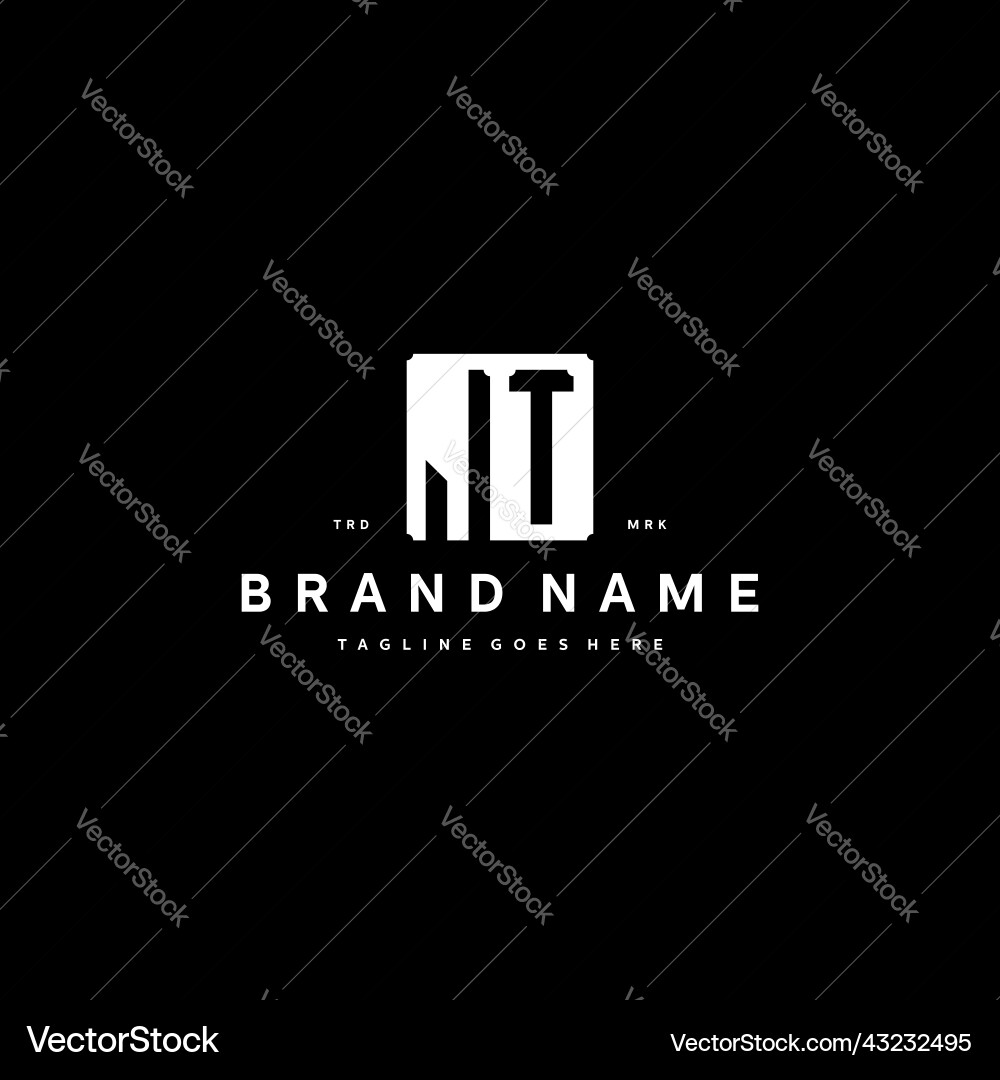 Jt monogram logo design with square rectangular Vector Image