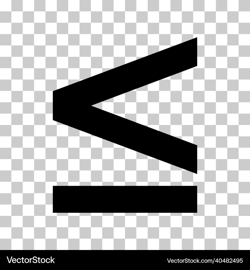 Less than or equal to mathematics symbol Less than or equal to mathematics symbol vector image