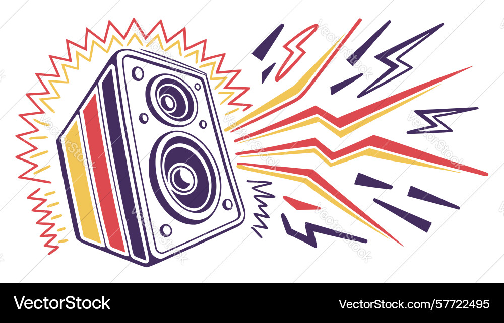 Loudspeaker with energetic pulsating sound waves Vector Image