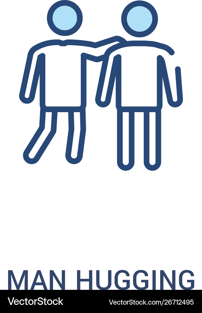 Man hugging concept 2 colored icon simple line Vector Image