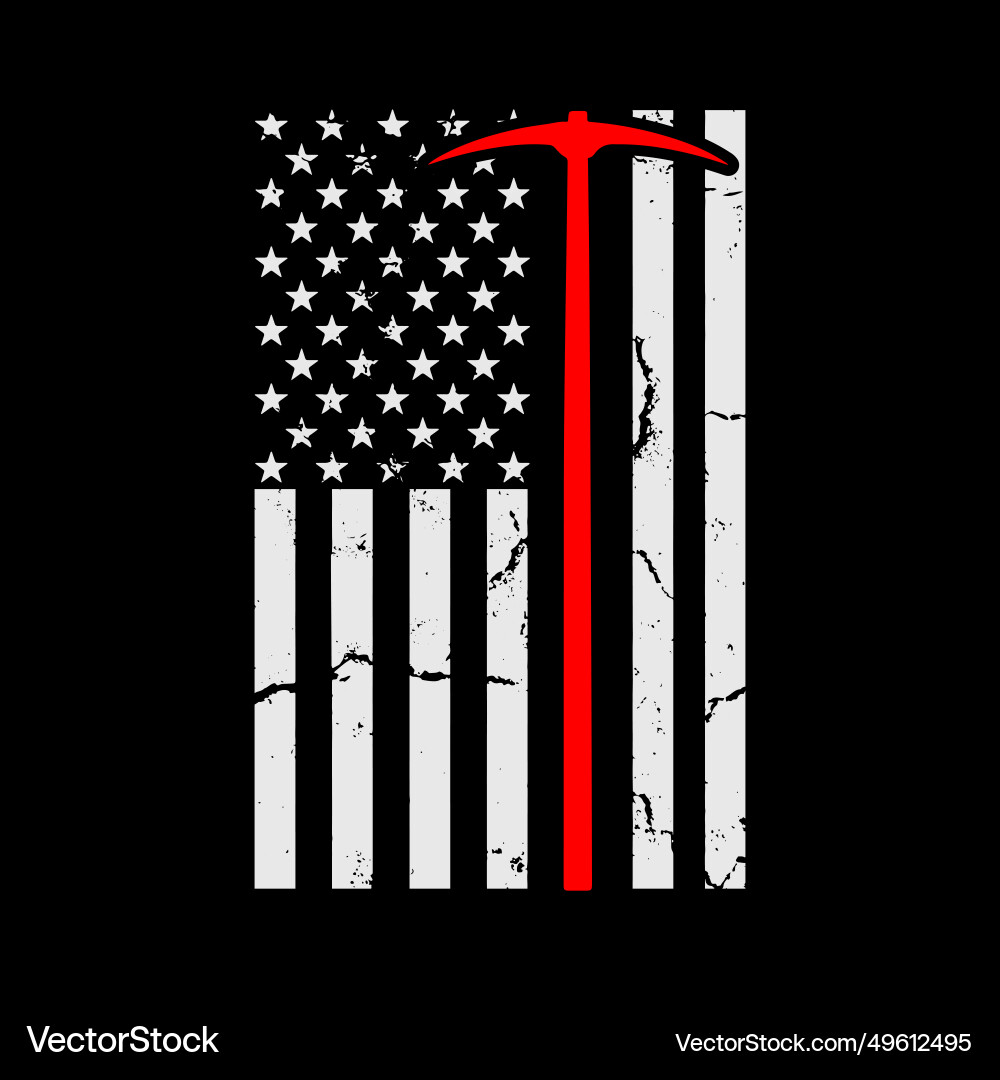 Mining USA Flag Pickaxe Vector Image