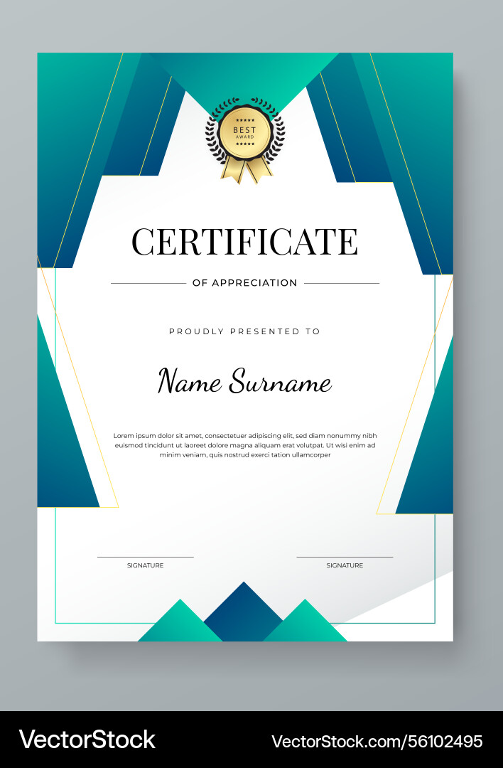 Modern certificate template with colorful design Vector Image
