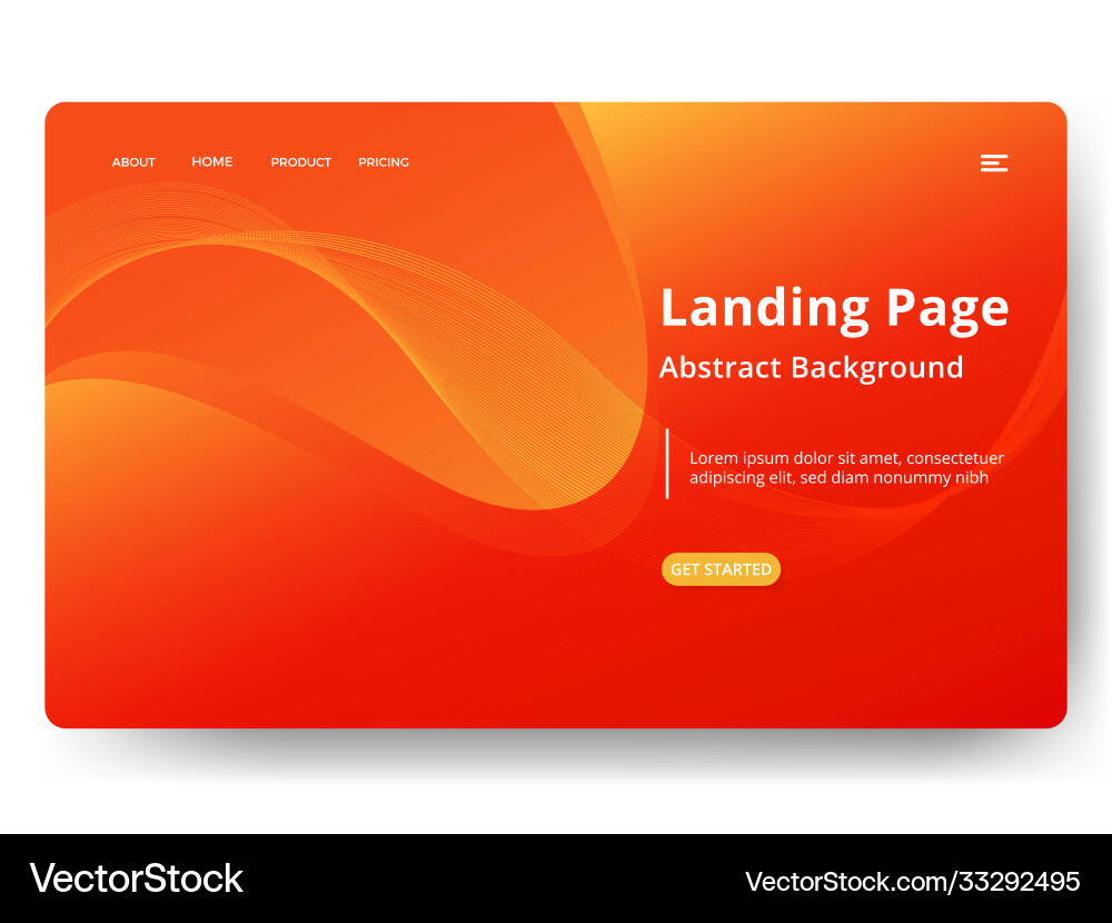 Modern landing page with colorful background vector image