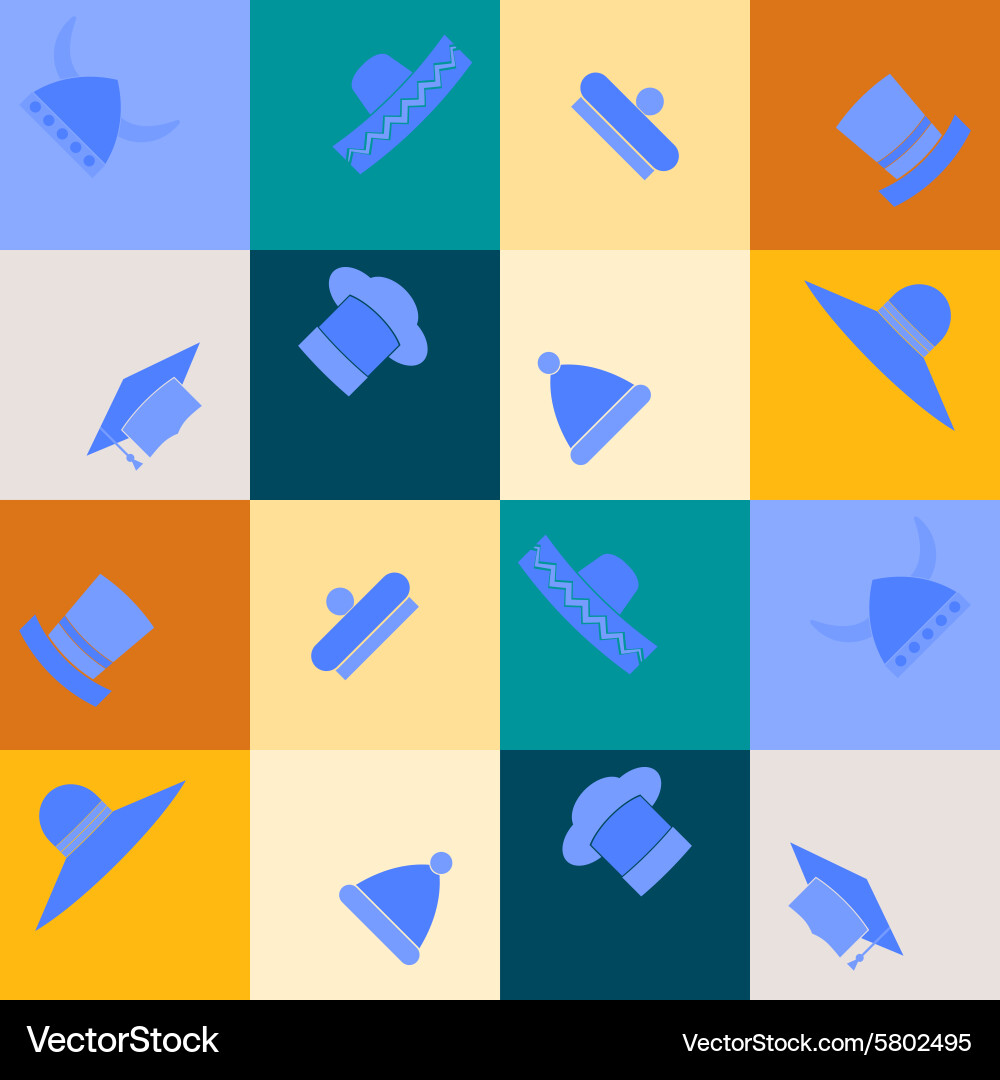 Seamless background with different hats Vector Image