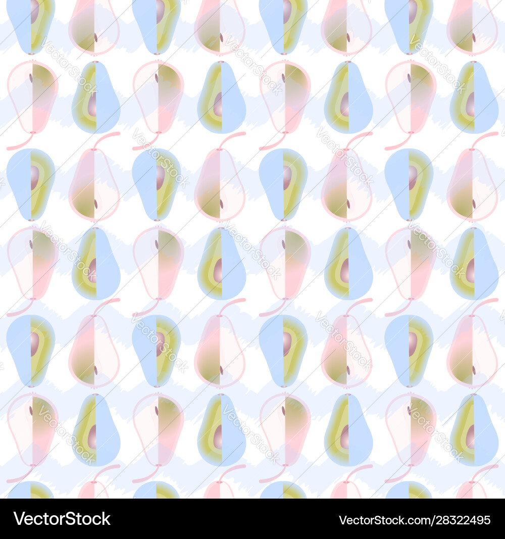 Seamless pattern with avocado and pear in pastel Seamless pattern with avocado and pear in pastel vector image