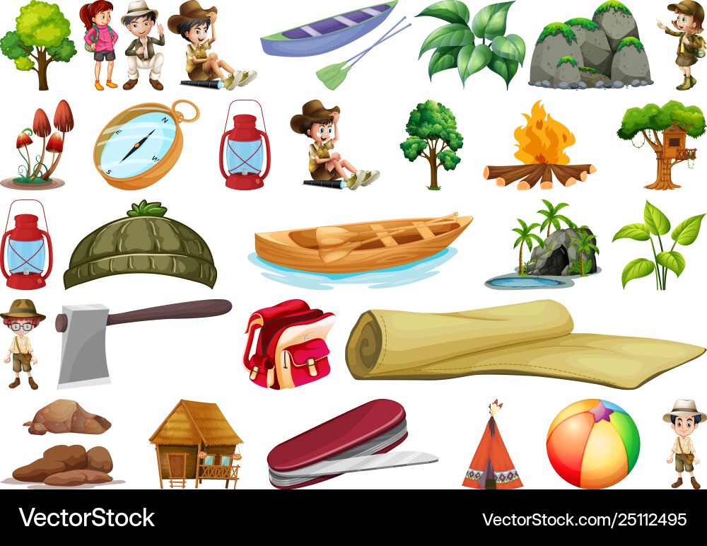 Set camping element Royalty Free Vector Image - VectorStock