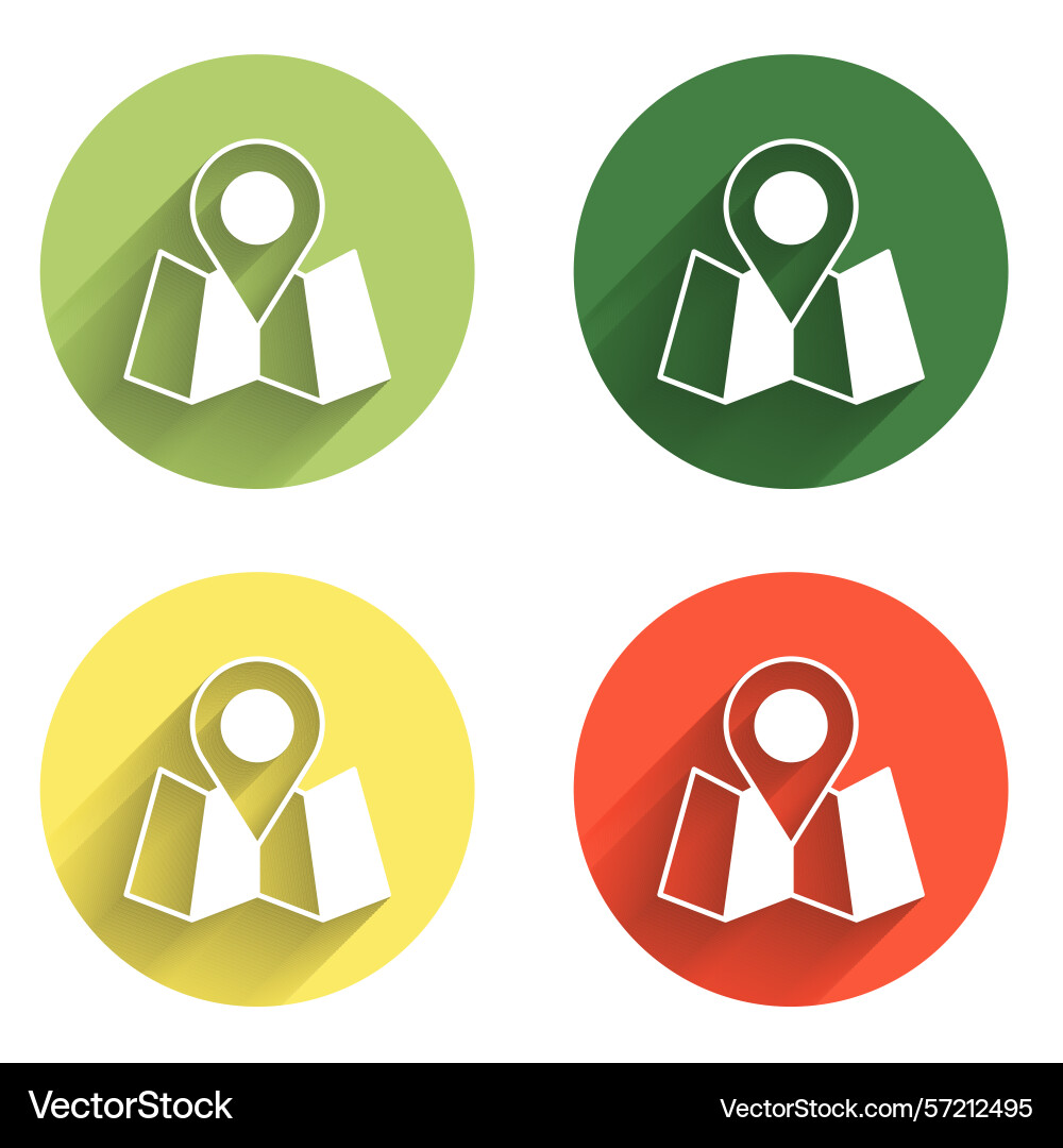 Set folded map with location marker icon isolated Vector Image