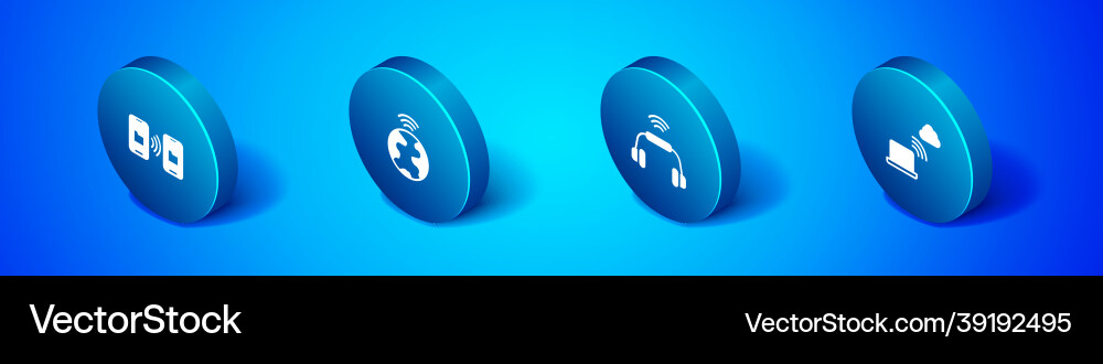 Set isometric data transfer and storage smart Set isometric data transfer and storage smart vector image