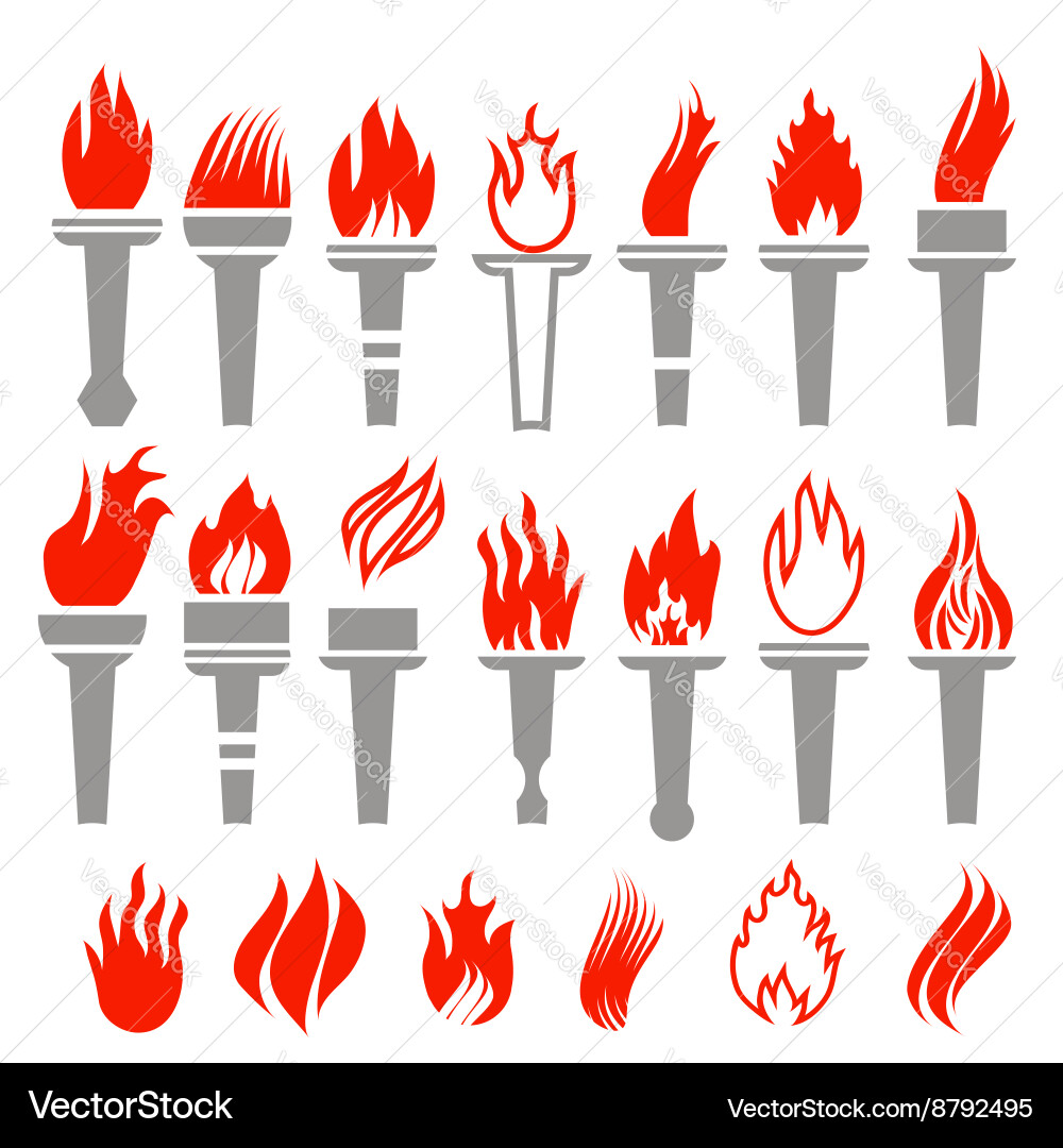 Set of torch icon isolated vector image