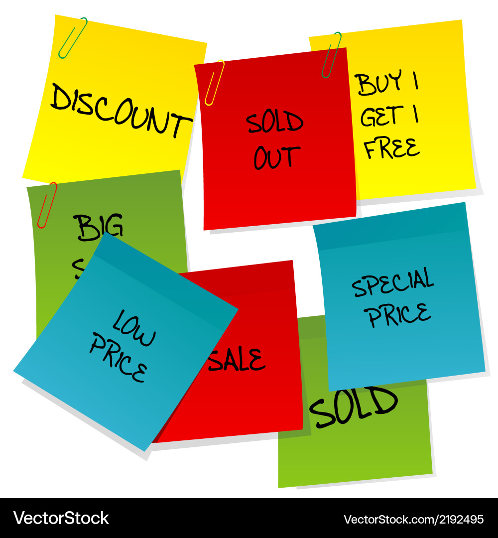 Sheets of paper with advertisements Vector Image