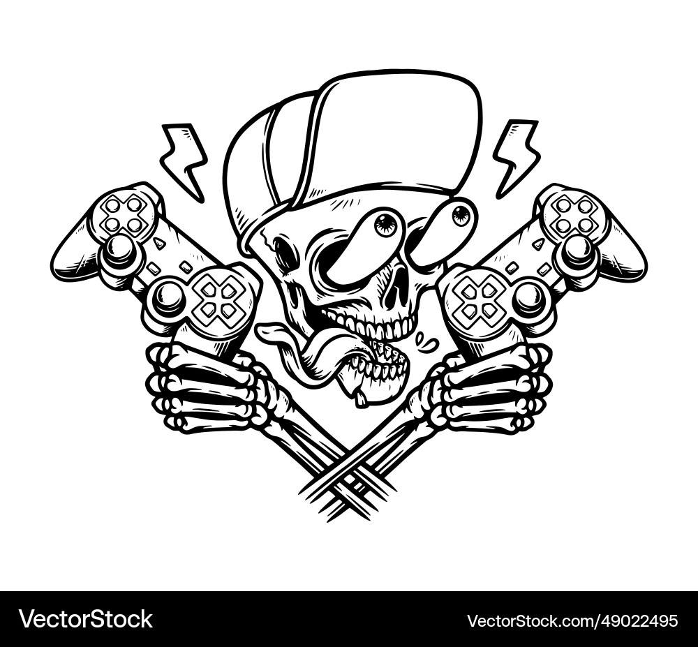 Skull with Game Controller vector image