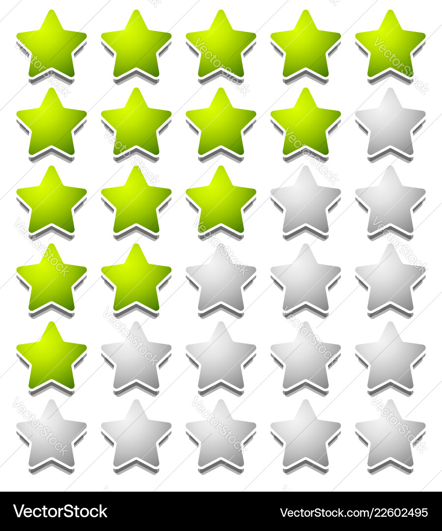 Star rating template from initial zero to 5 stars Star rating template from initial zero to 5 stars vector image