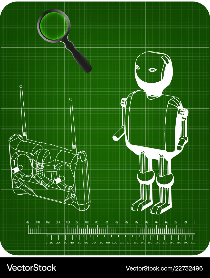 3d model of a robot and radio remote control 3d model of a robot and radio remote control vector image