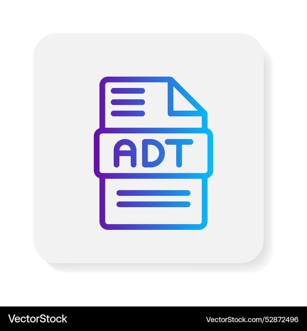 Adt document file flat icons format files Vector Image