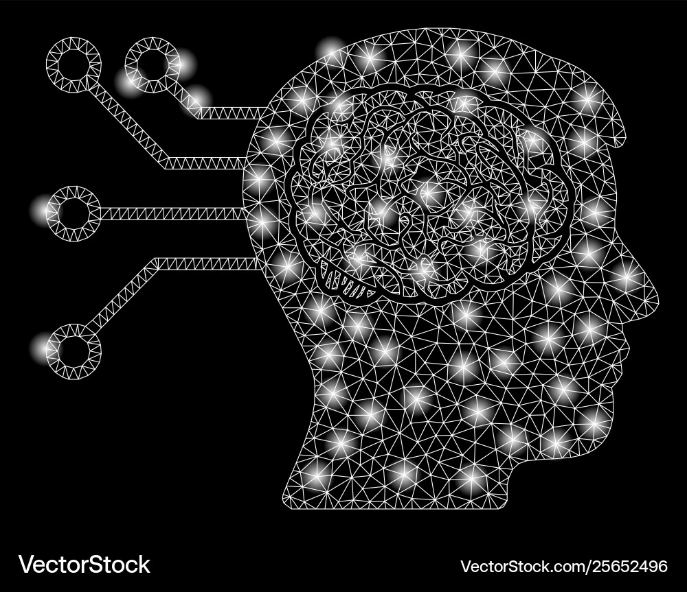 Bright mesh network brain computer connection Bright mesh network brain computer connection vector image