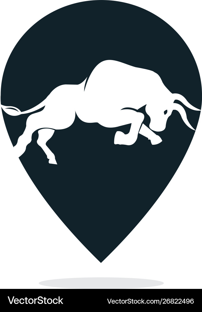 Bull logo with gps pointer design Vector Image