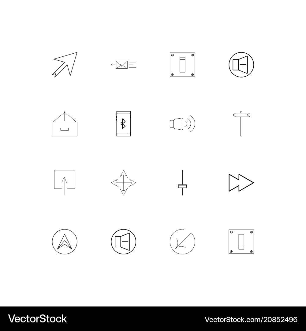 Buttons linear thin icons set outlined simple Vector Image