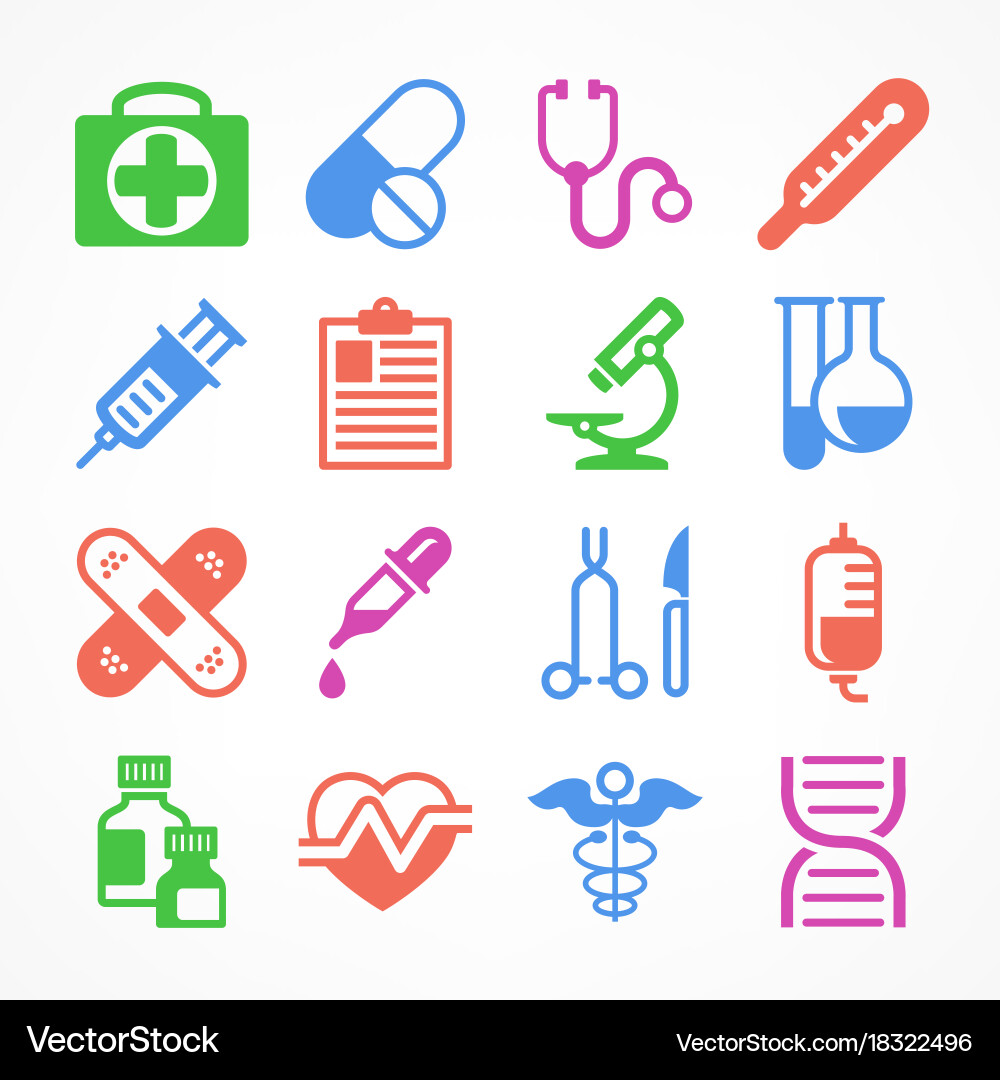 Color medical icons Vector Image