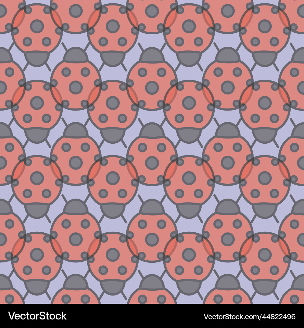 Cute red ladybug repeat pattern background Vector Image