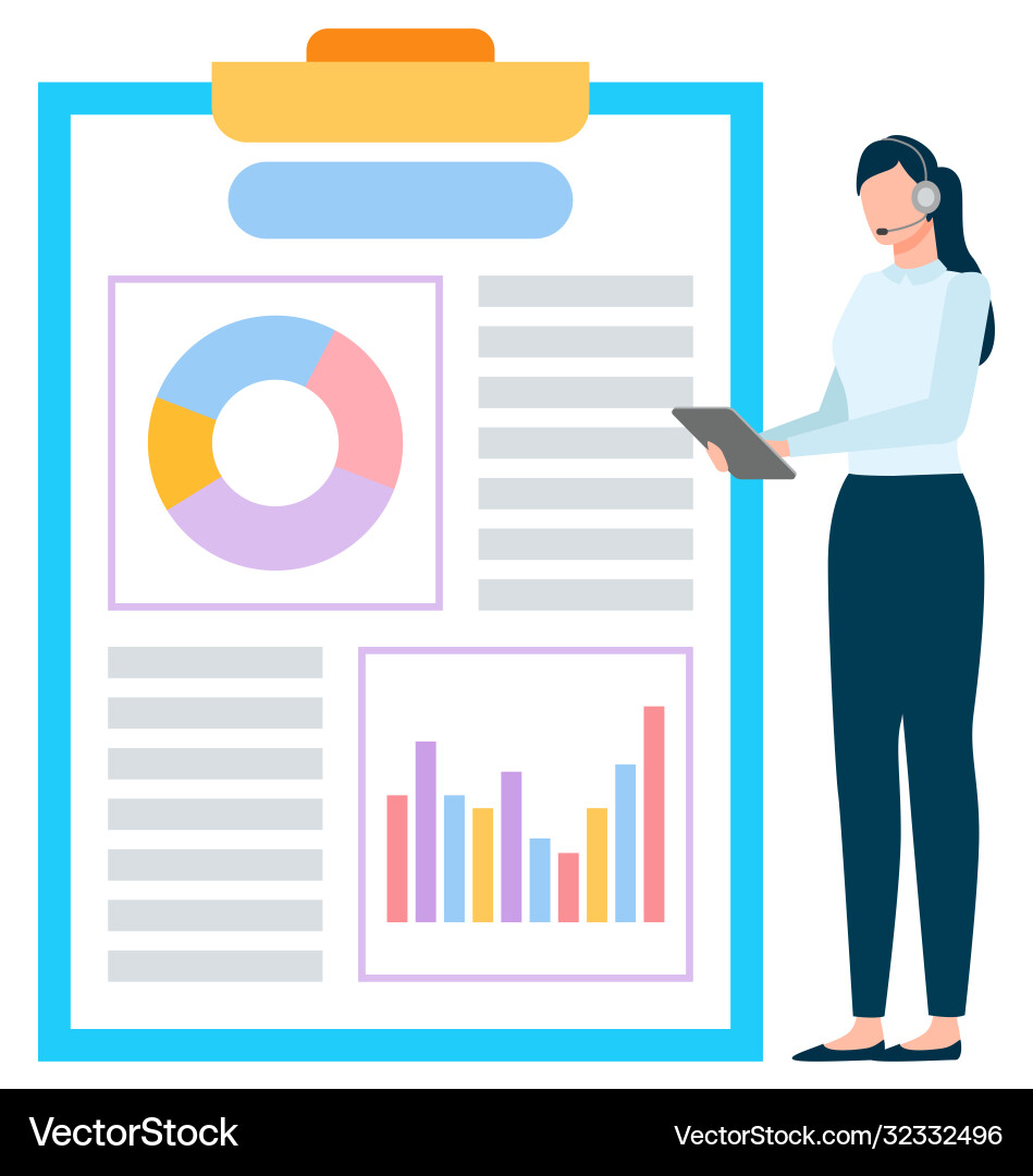 Employee with graph report management Employee with graph report management vector image