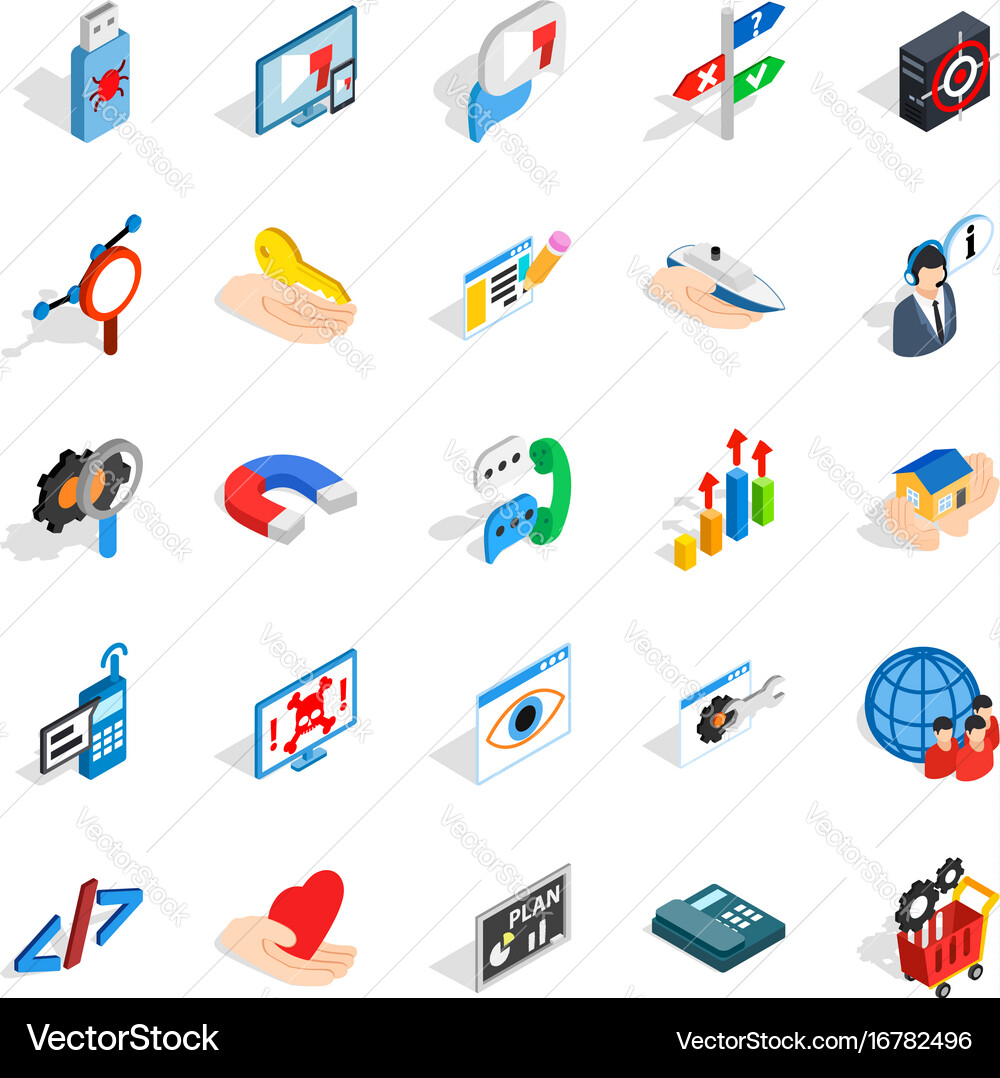 Game dev icons set isometric style Vector Image