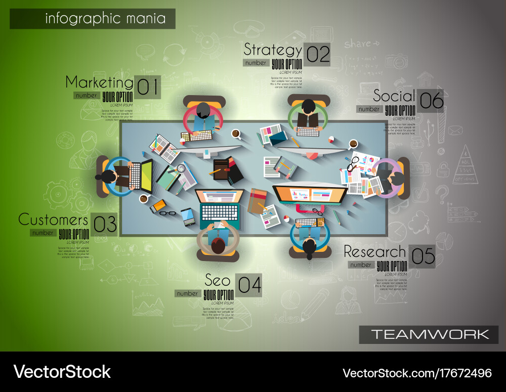 Infograph background template with a temworking vector image