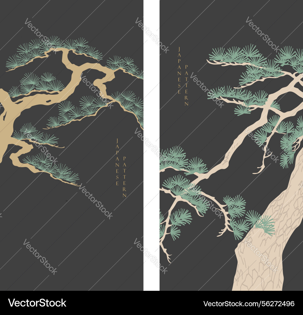 Japanese background with line bonsai tree pattern Japanese background with line bonsai tree pattern vector image