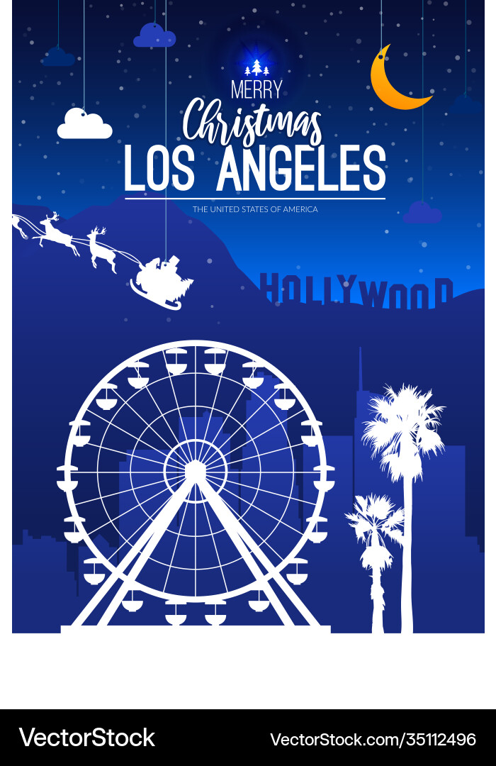Los angeles usa christmas holiday background Los angeles usa christmas holiday background vector image
