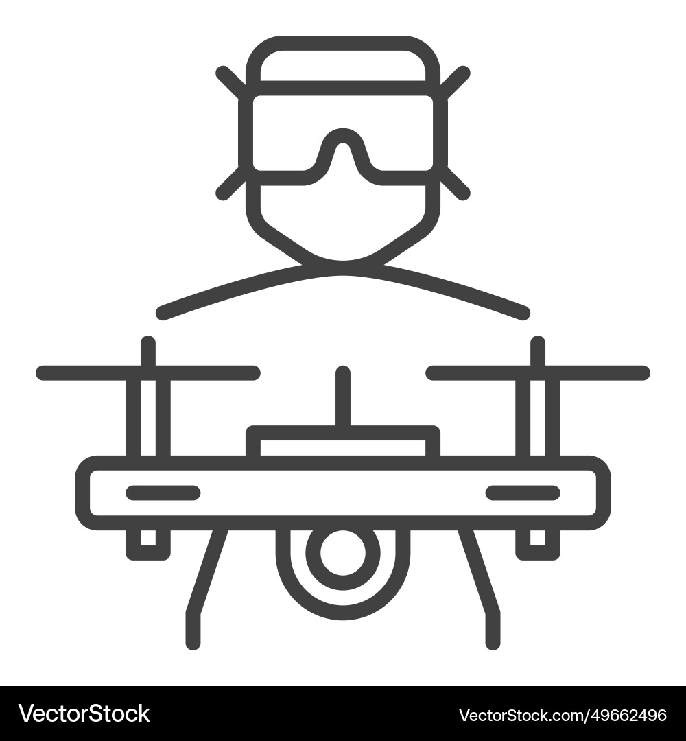Man and fpv drone concept linear icon or sign Vector Image