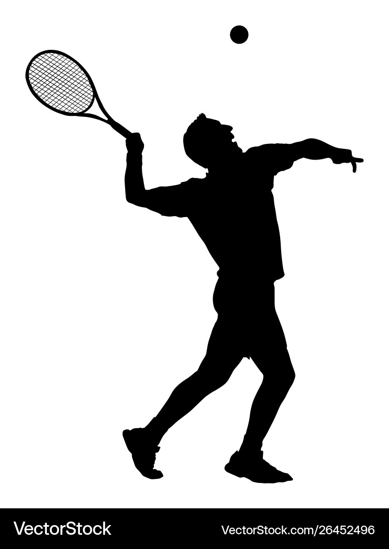 Man tennis player silhouette isolated Man tennis player silhouette isolated Vector Image
