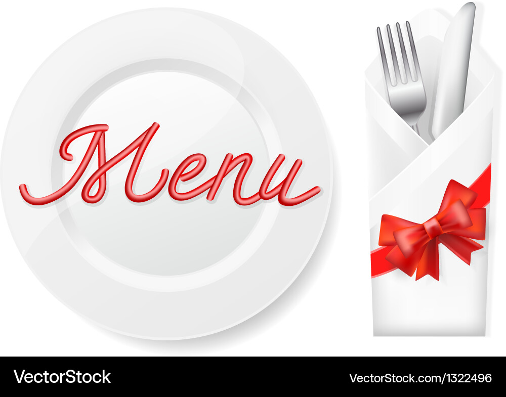 Menu with platefork and knife in envelope vector image