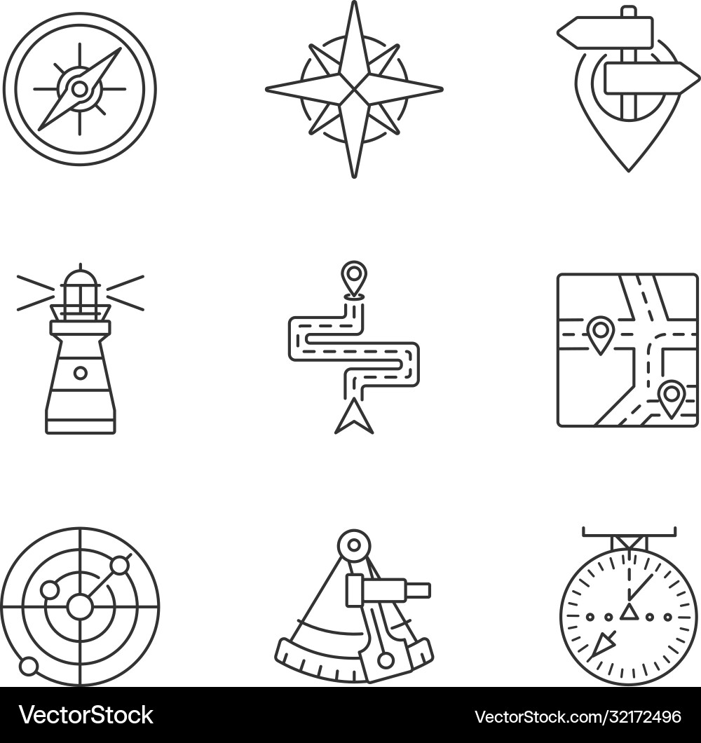 Navigation Pixel Icons Set vector image