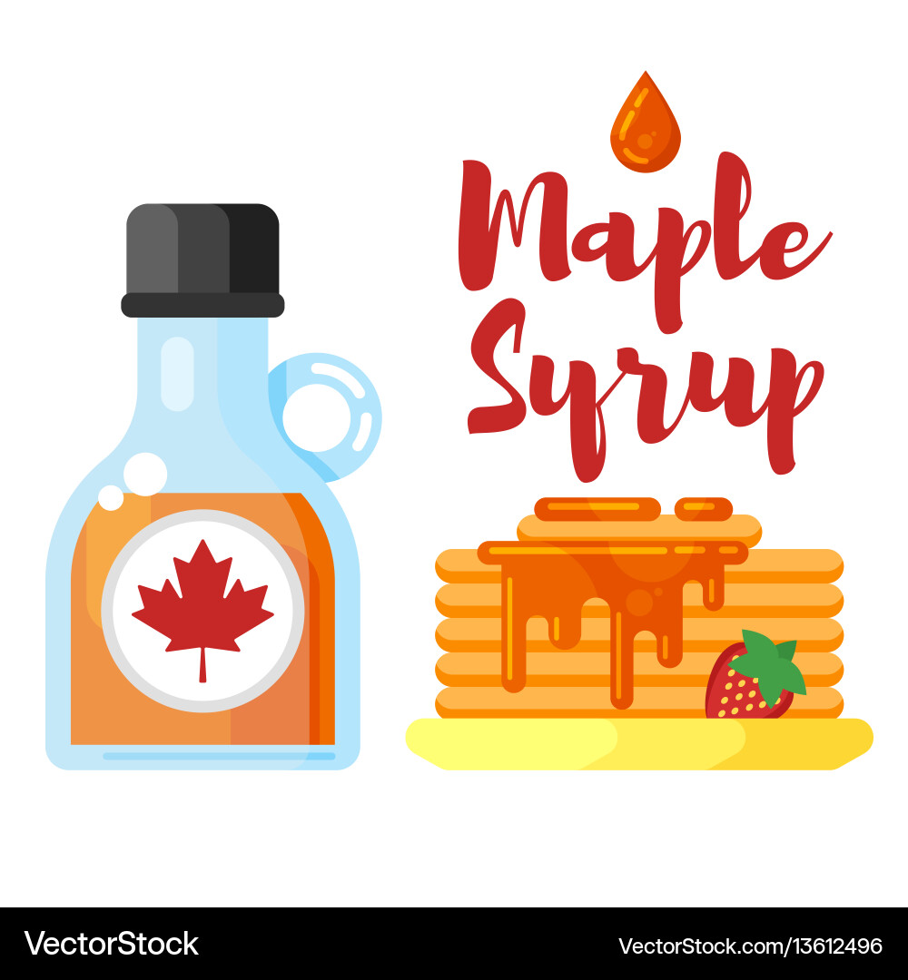 Pancakes with Maple Syrup Vector Image