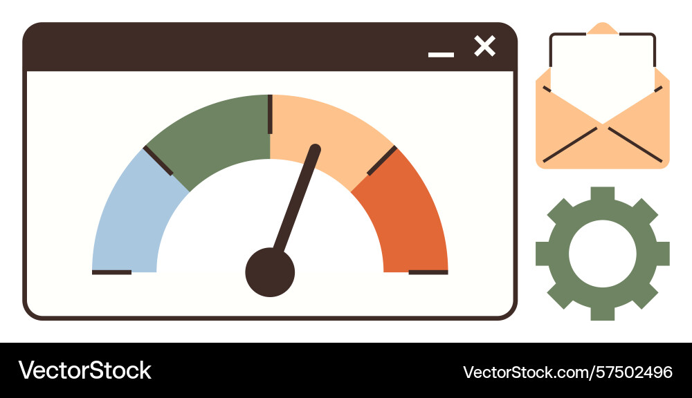 Performance meter in browser window with mail Performance meter in browser window with mail vector image