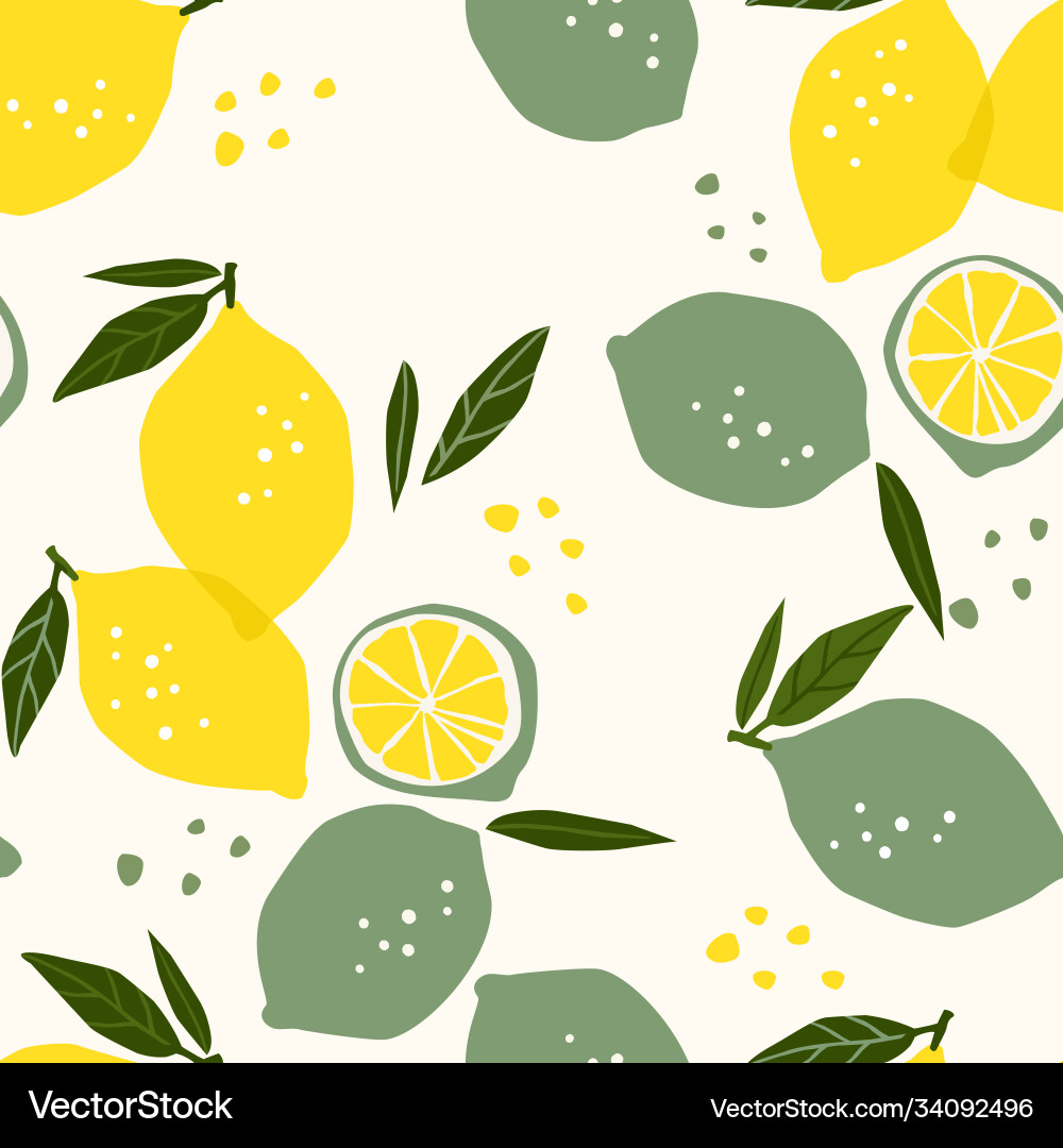 Seamless pattern with lemons and limes Seamless pattern with lemons and limes vector image
