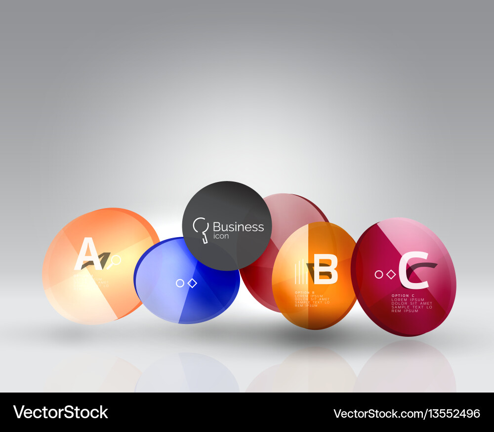 Shiny circles with text in 3d space Shiny circles with text in 3d space Vector Image