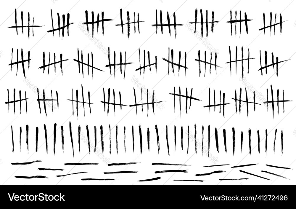 Tally mark prison counting lines set black slash Tally mark prison counting lines set black slash vector image