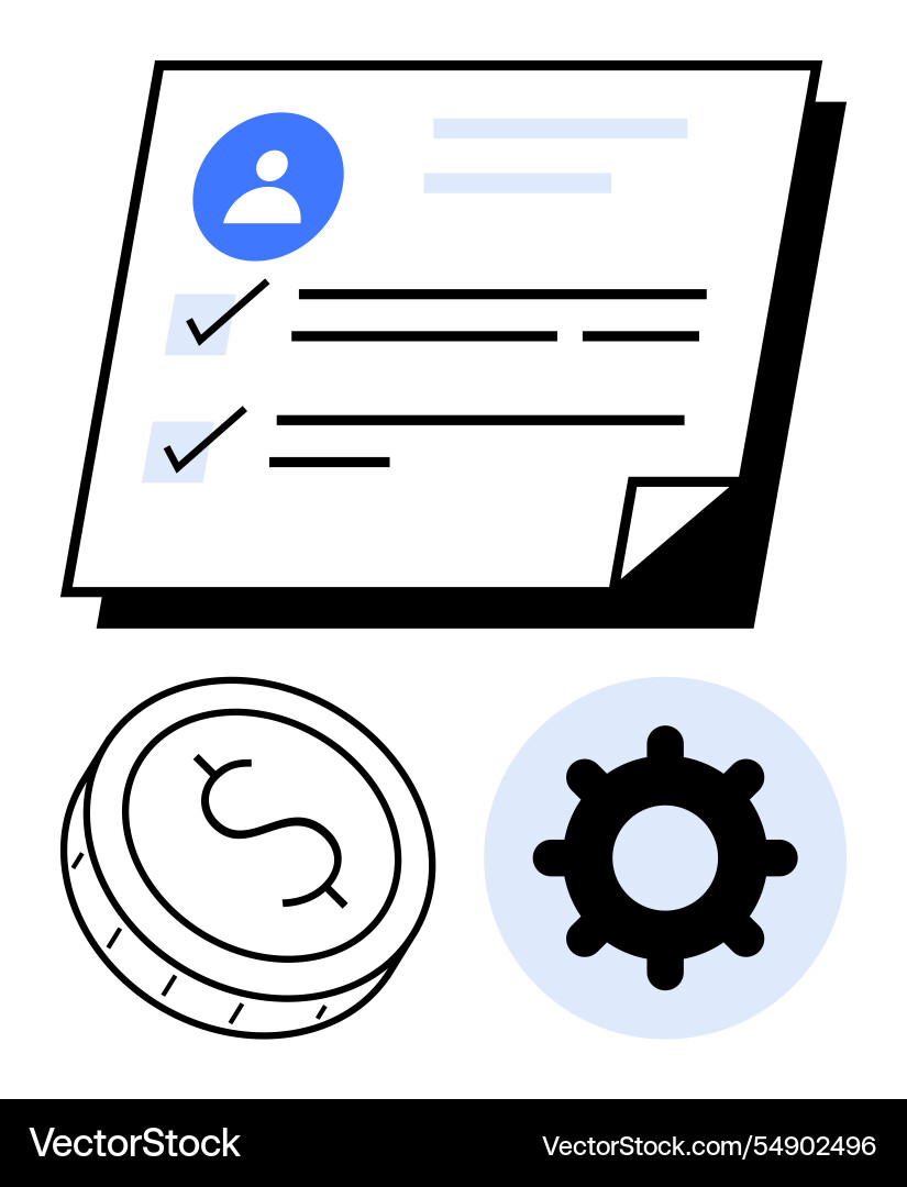 Task checklist with user profile gear icon Task checklist with user profile gear icon vector image