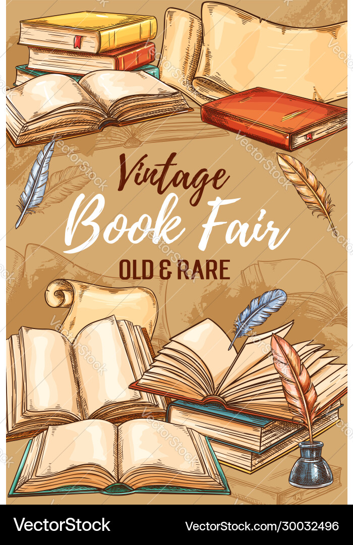 Vintage Books Fair Sketch Royalty Free Vector Image