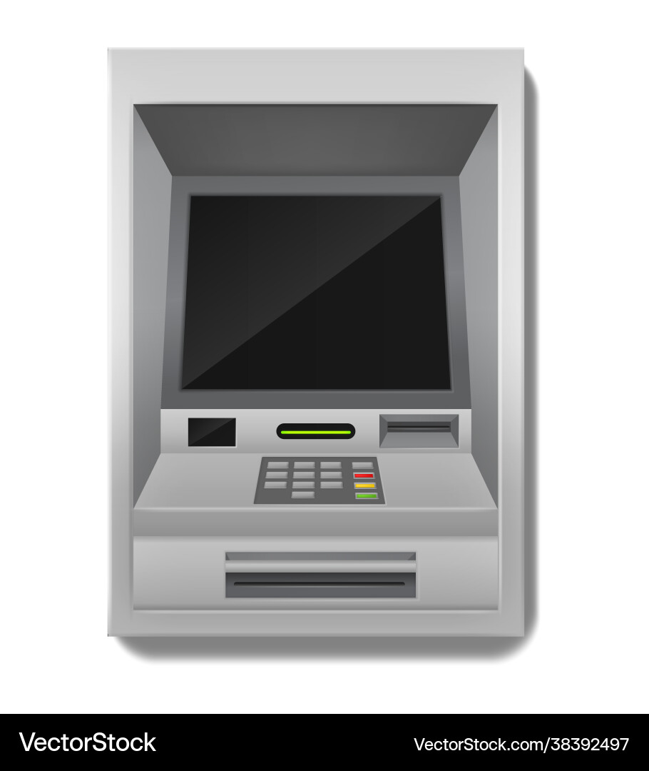 Atm realistic payment machine 3d banking vector image