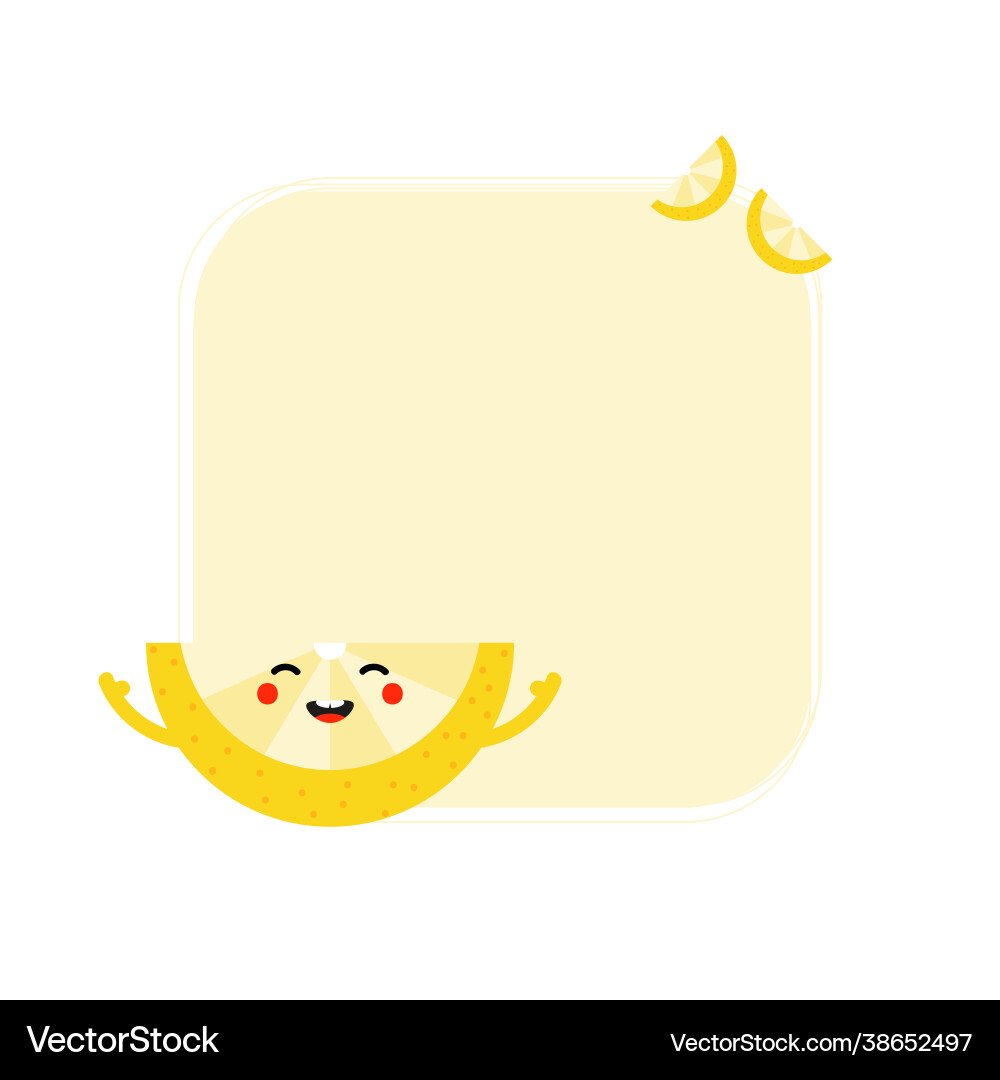Background with smiling lemon slice character Vector Image