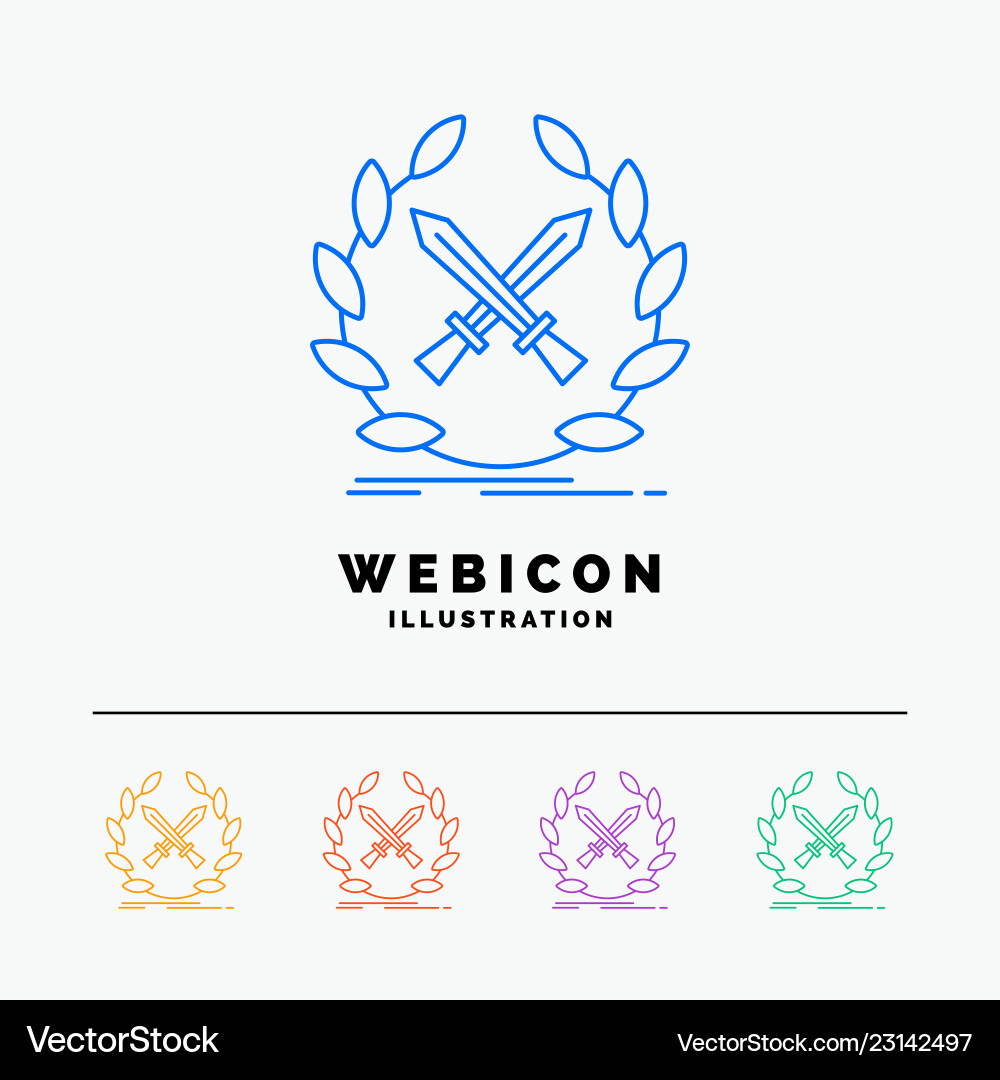 Battle emblem game label swords 5 color line web Vector Image