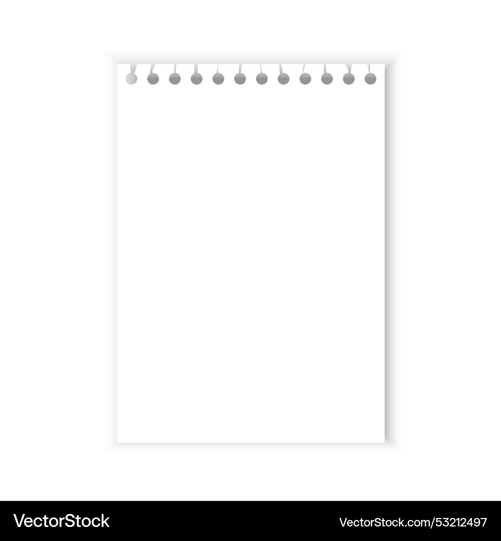 Blank notepad sheet spiral bound paper empty Blank notepad sheet spiral bound paper empty vector image