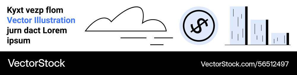 Cloud dollar coin and bar graph representing Cloud dollar coin and bar graph representing vector image