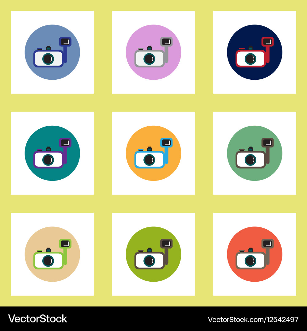 Collection of stylish icons in colorful Vector Image